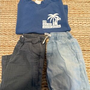 Zara Bundle Kids Jogger style pant, t-shirt and shorts Blue and Gray size 4T